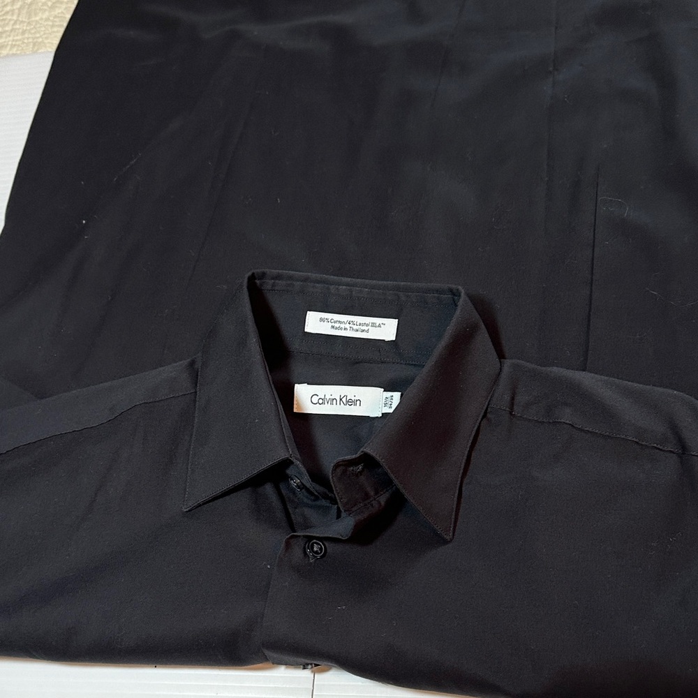 Calvin Klein Long Sleeve Black Cotton Shirt 15.5 34/35 NWT - Picture 9 of 14